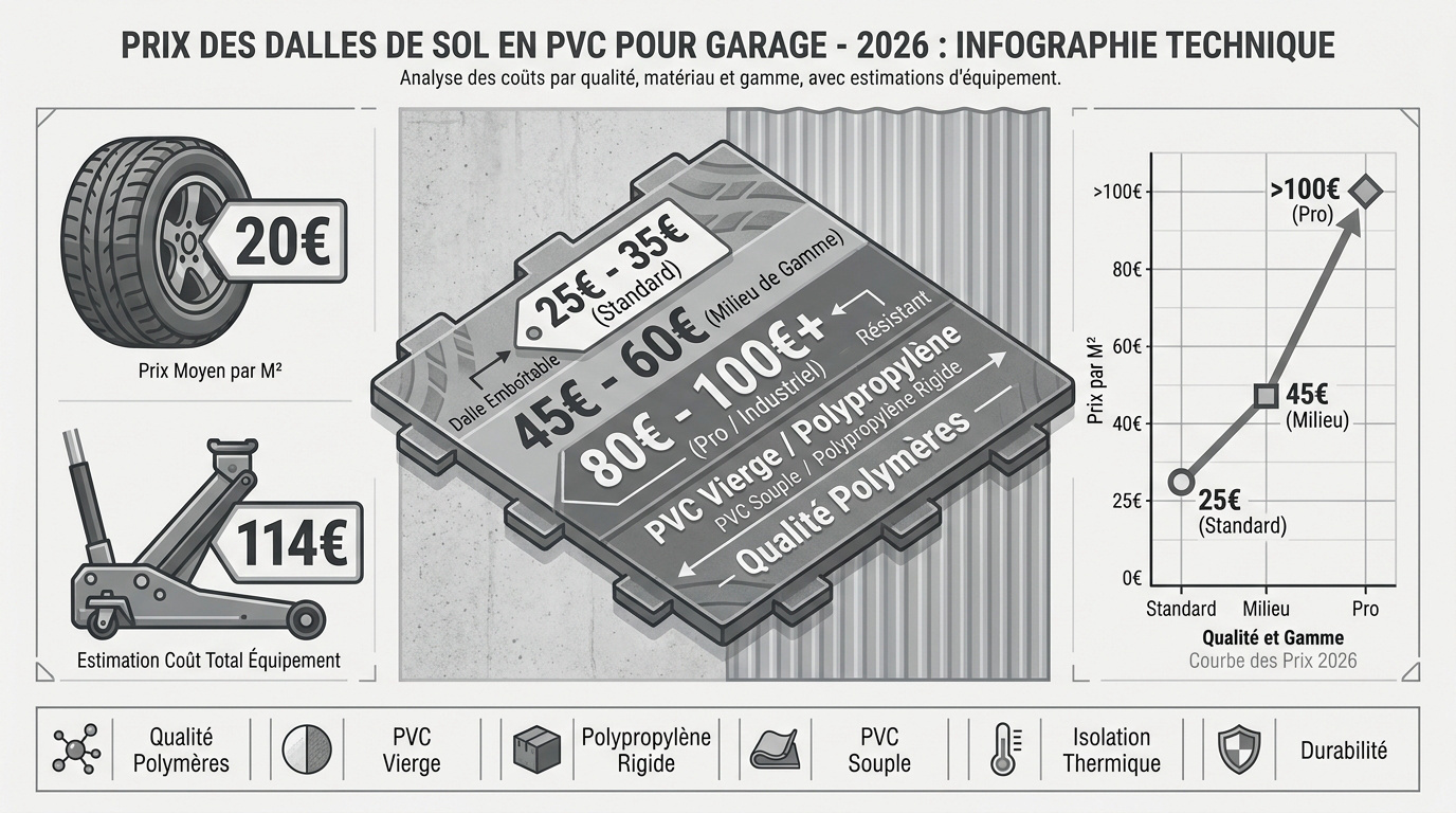 Tarifs et épaisseurs dalles PVC garage 2026