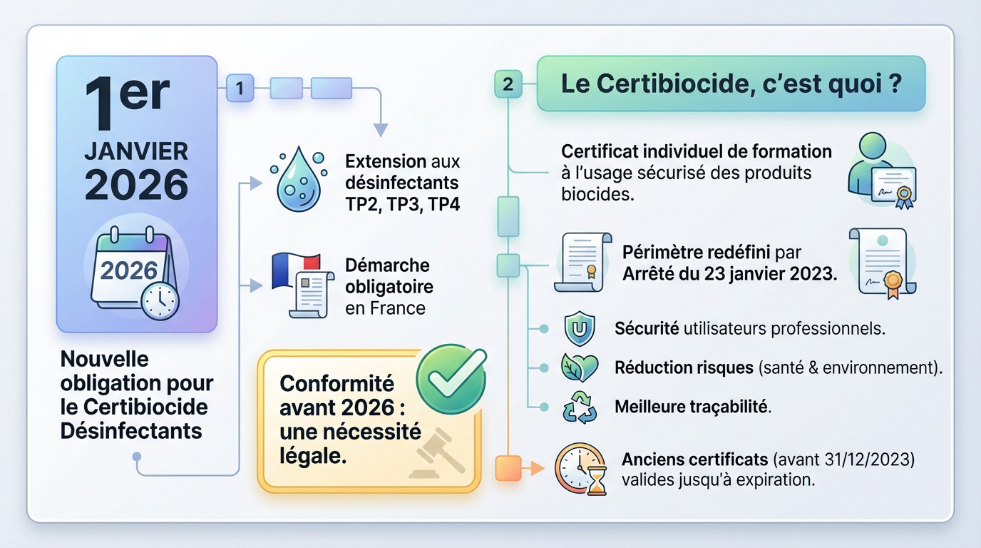 Illustration des changements r&eacute;glementaires du Certibiocide pour 2026