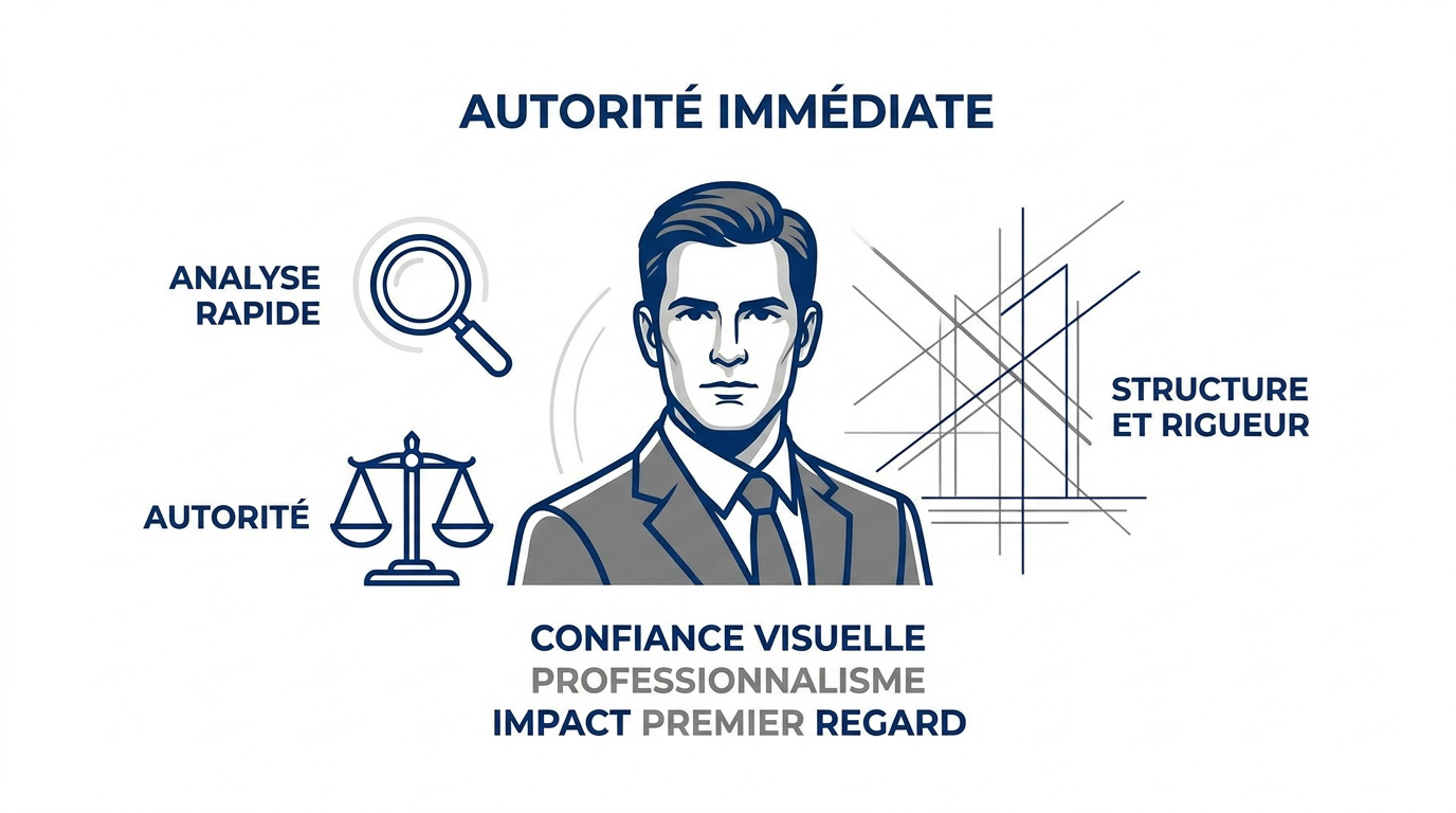 Infographie sur l'autorité, la confiance et la rigueur du portrait d'avocat