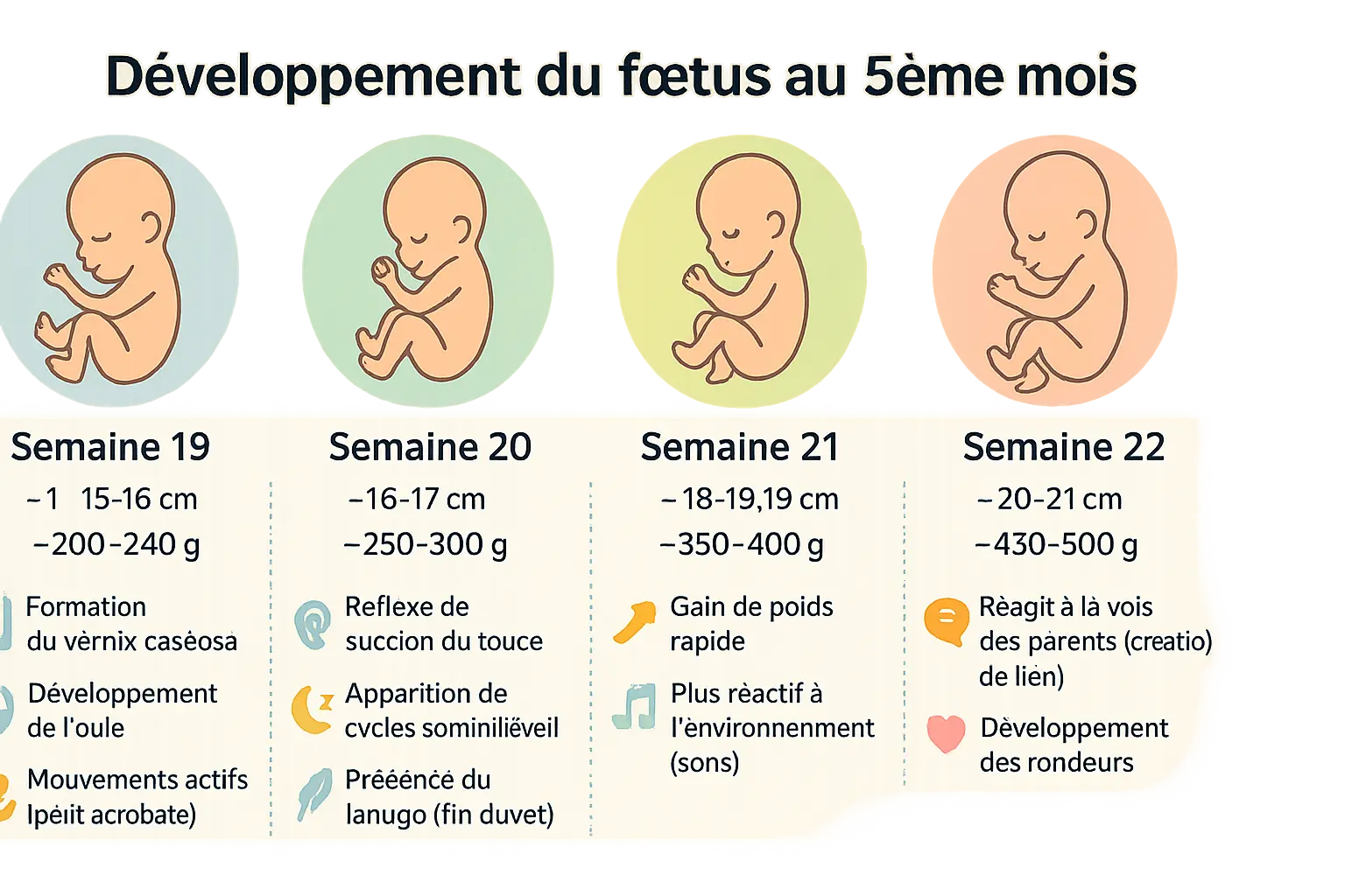 Évolution du fœtus au 5ème mois