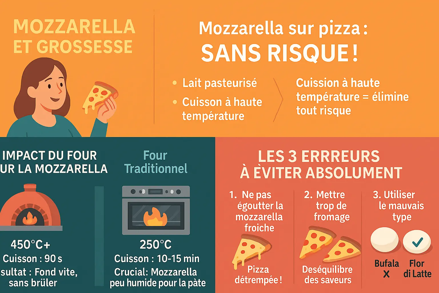 Mozzarella fondue sur une pizza