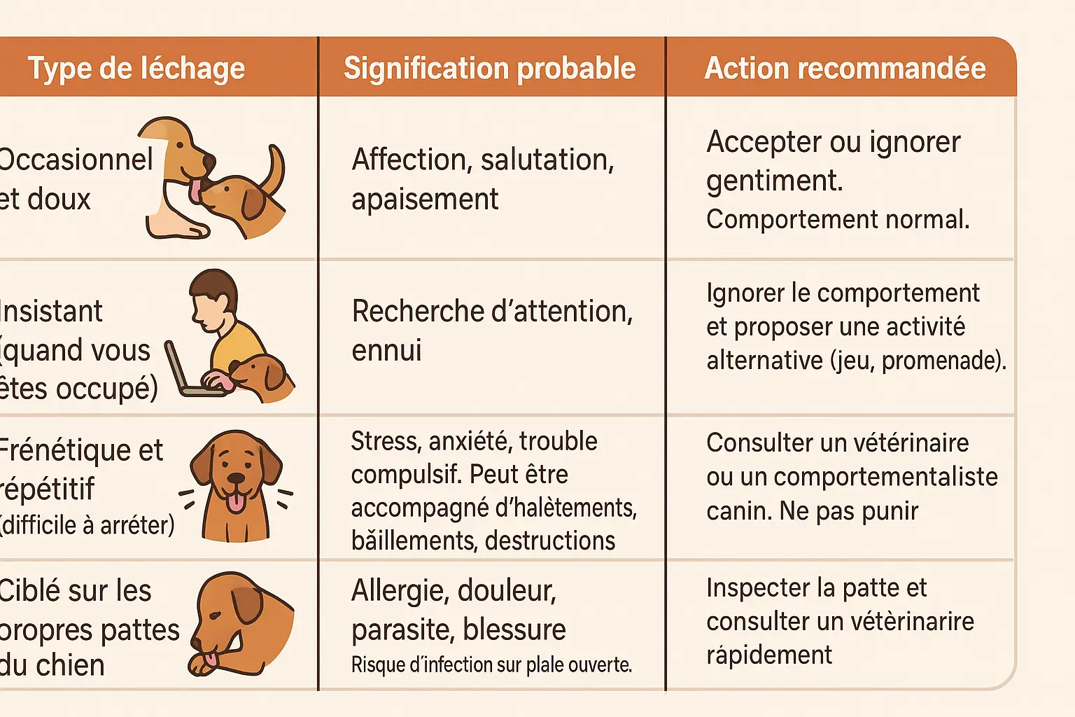 Chien léchant les pieds de son maître