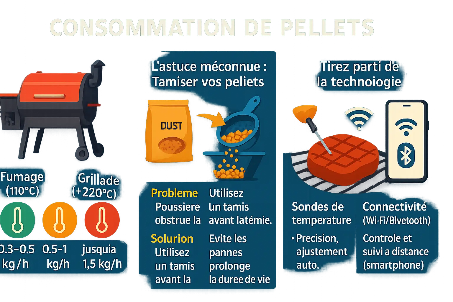 Barbecue à pellets en action