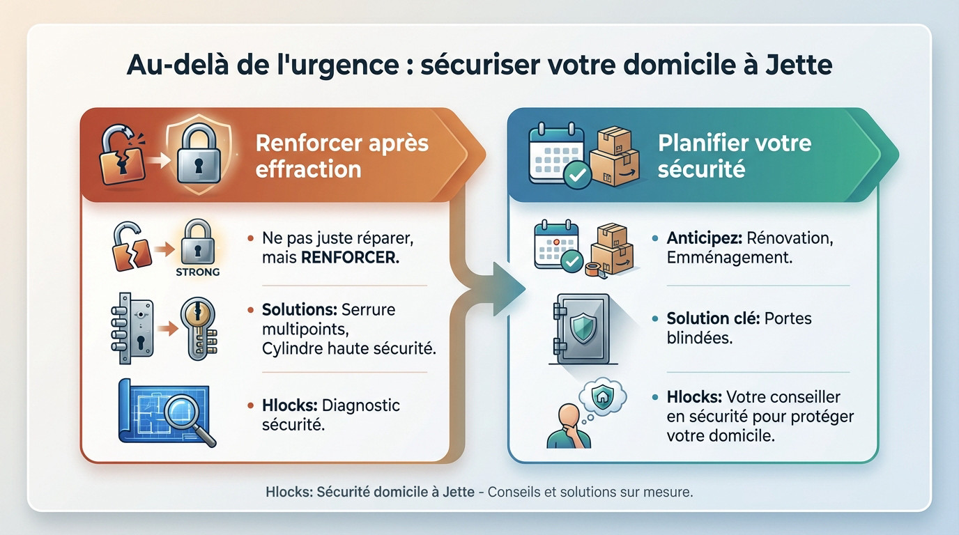 Serrurier professionnel renforçant la sécurité d'une porte d'entrée à Jette