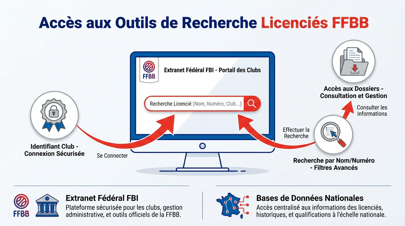 Interface de connexion à l'extranet FBI pour la recherche de licenciés FFBB