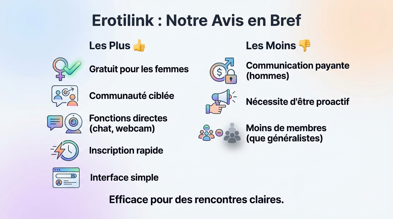 Résumé des points forts et faibles de notre avis Erotilink