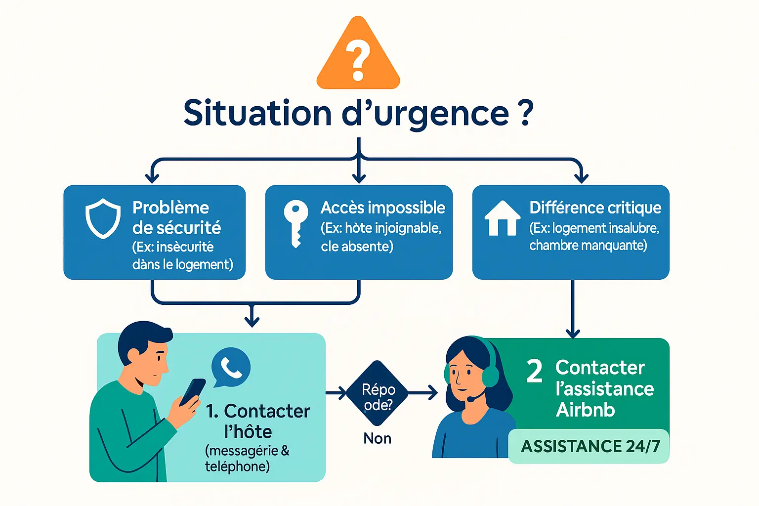Illustration d'une personne contactant un service d'urgence depuis un smartphone