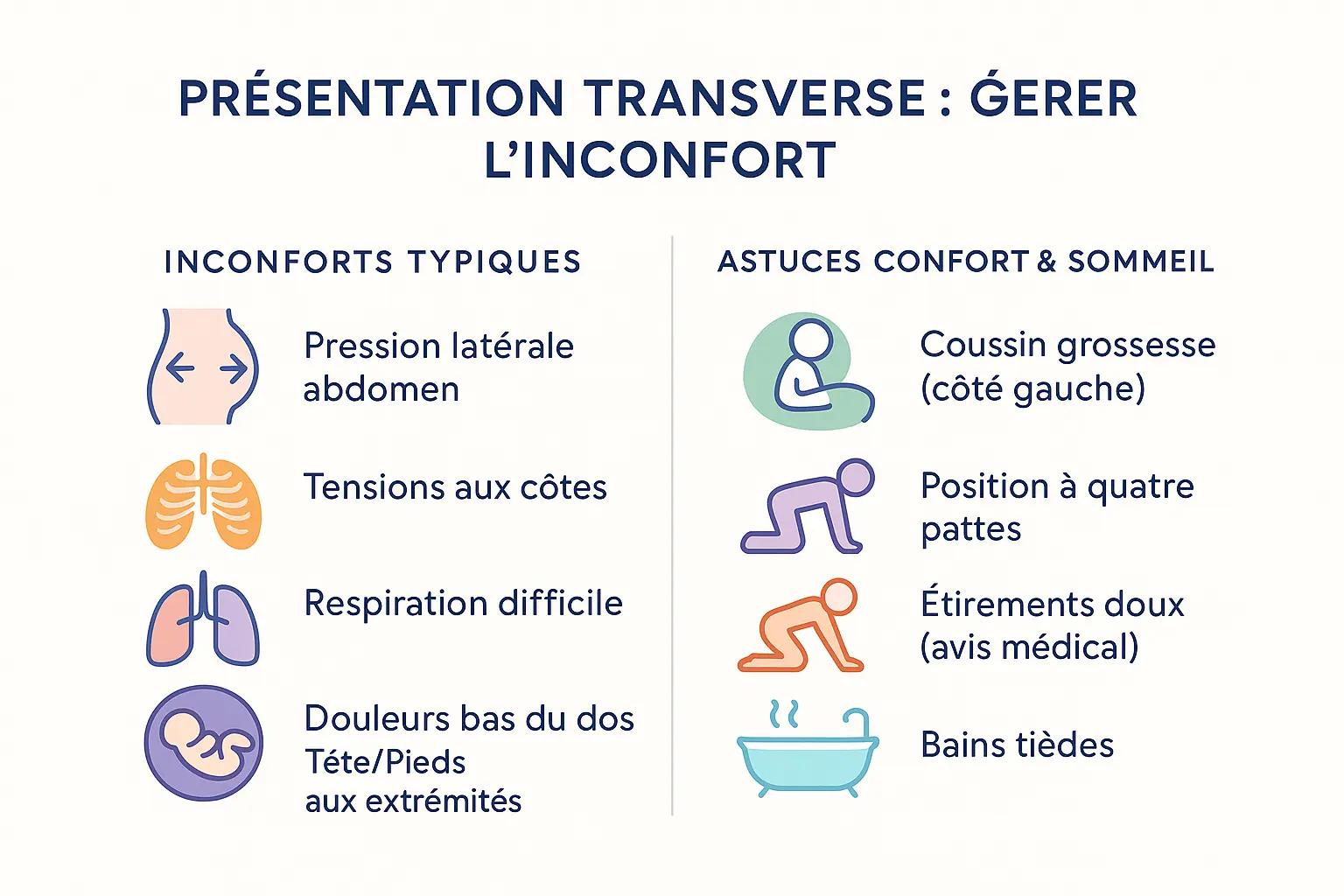 Position transverse du bébé et confort maternel