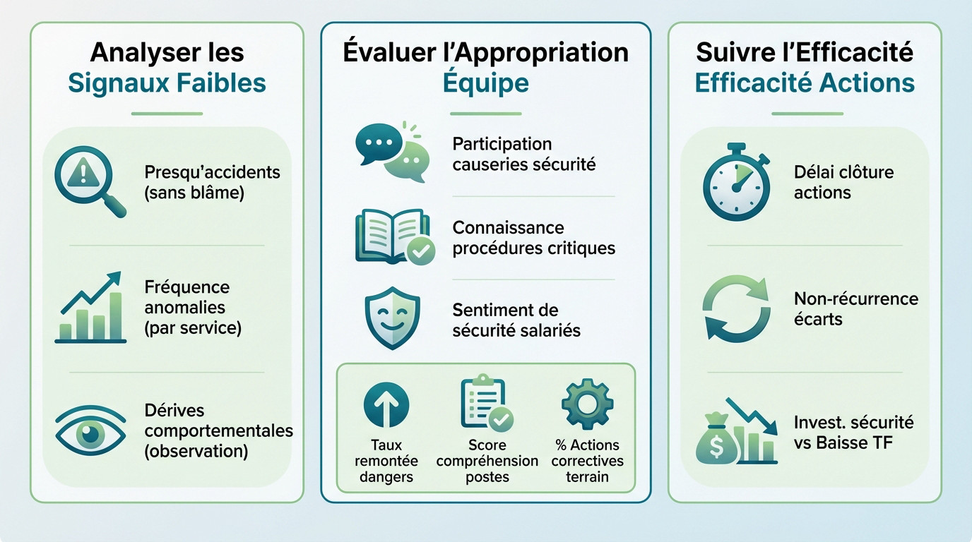 Tableau de bord affichant les indicateurs de performance et de maturité du système de management SSE