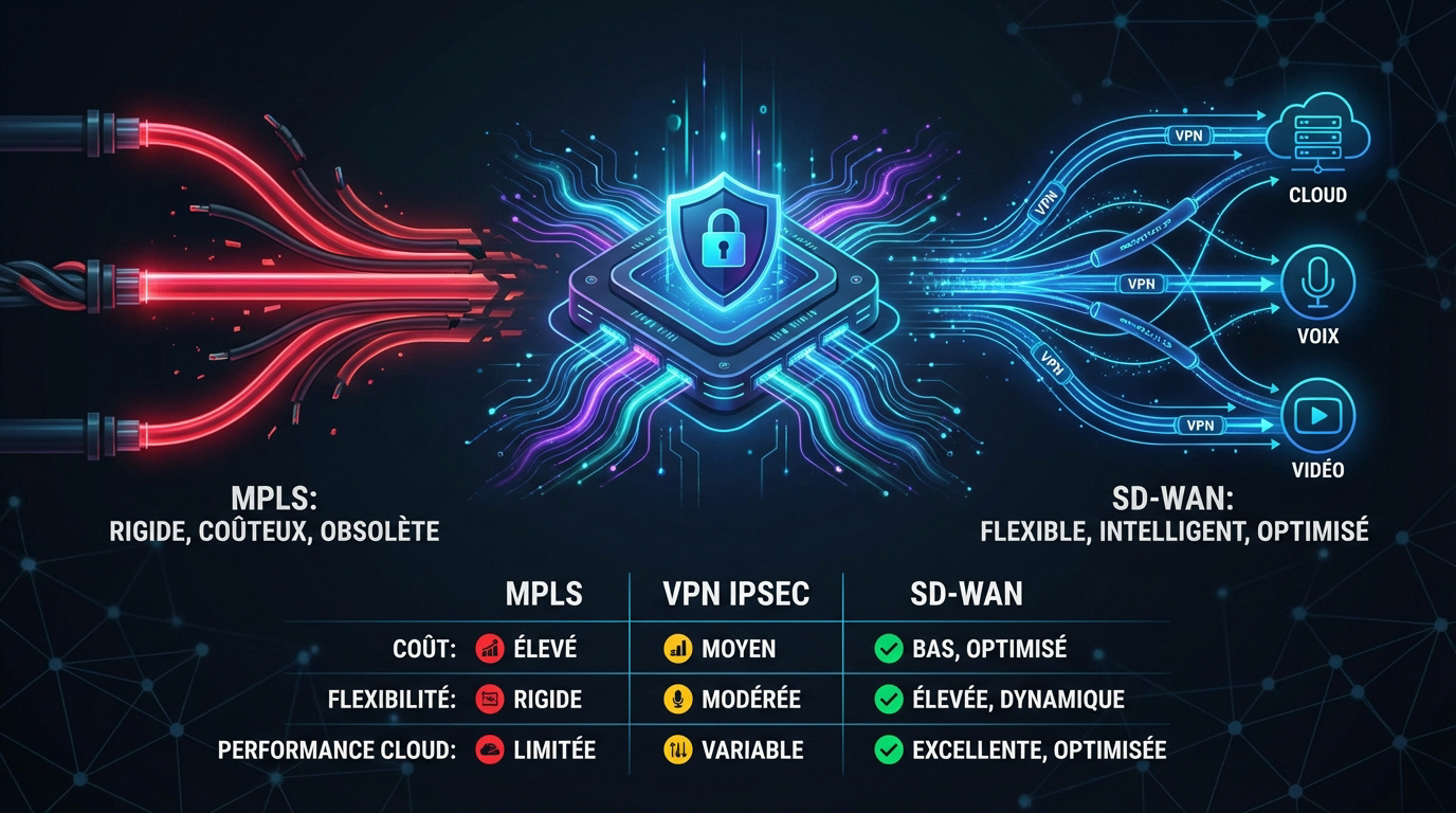 Comparaison technologique entre les réseaux MPLS traditionnels et l'architecture SD-WAN moderne
