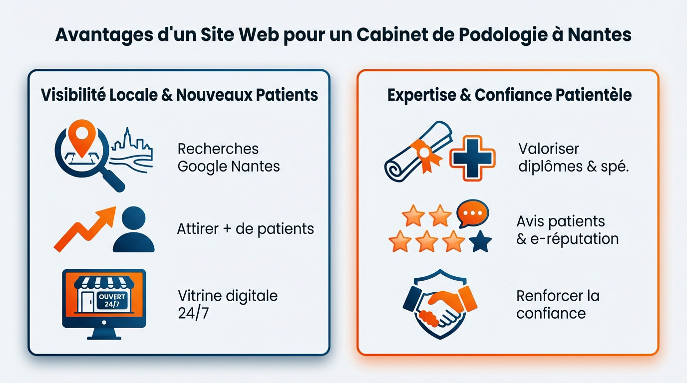 Avantages d'un site internet pour un cabinet de podologie à Nantes