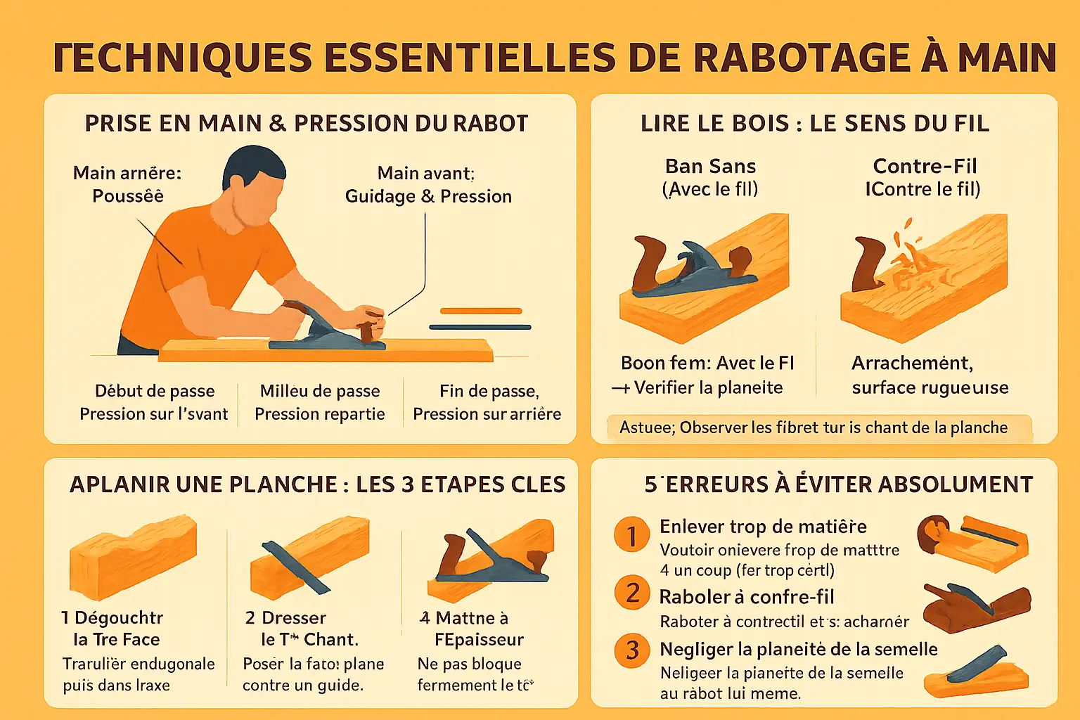 Illustration des techniques de rabotage