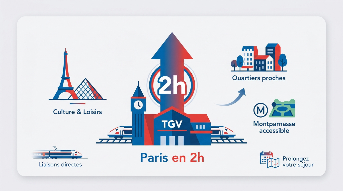 Vue de Paris accessible rapidement en TGV depuis la gare de Nantes