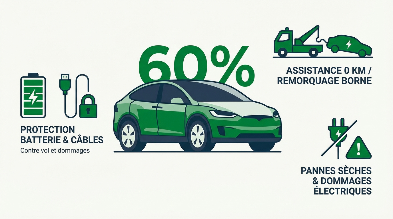 Borne de recharge et voiture électrique sous protection d'assurance