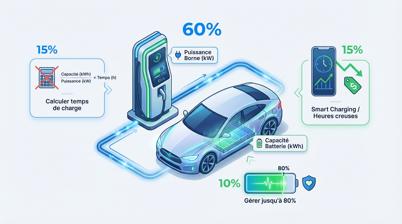 Graphique montrant l'optimisation du temps de recharge et du coût pour un véhicule électrique