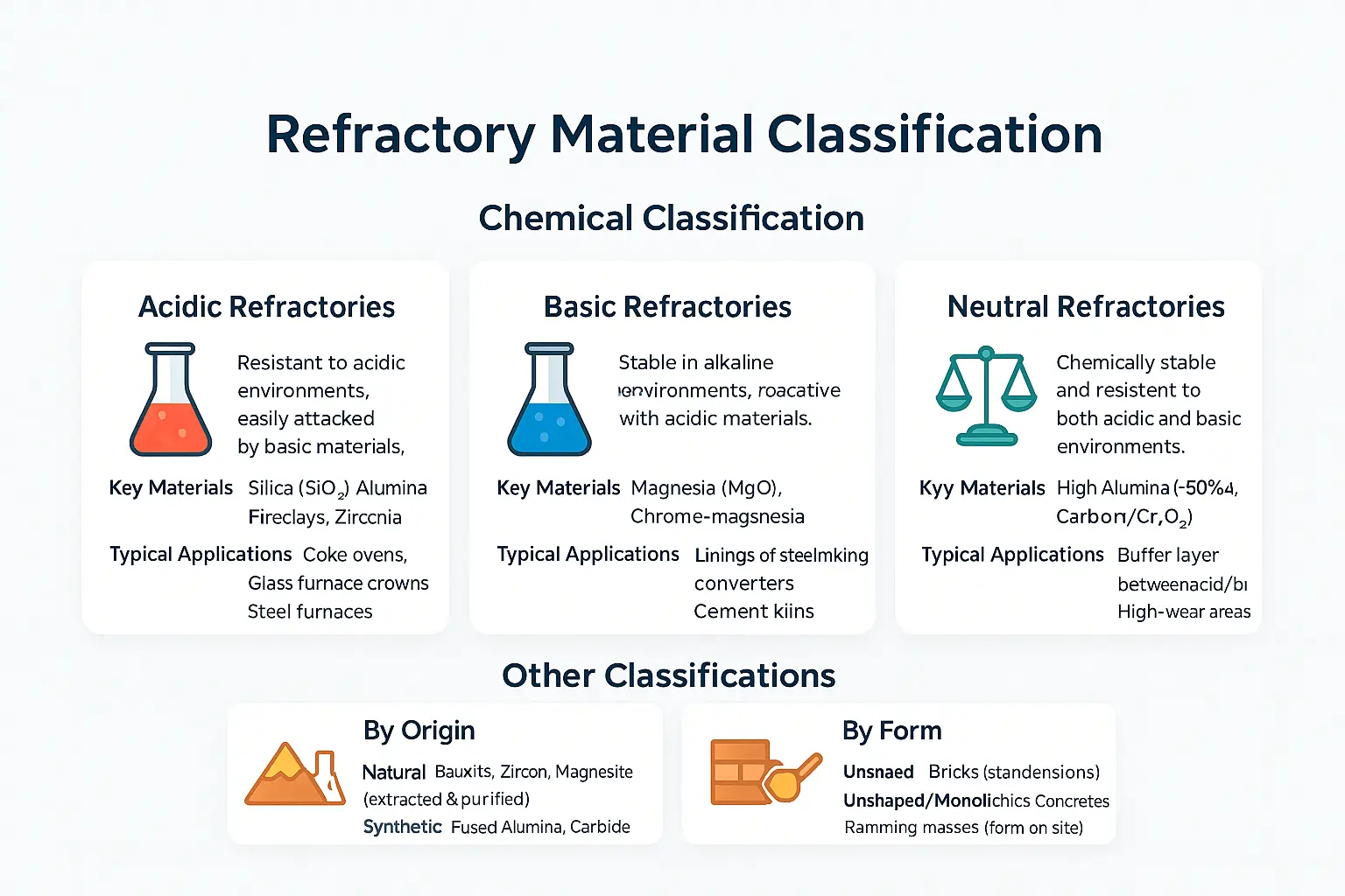 Refractory material classification diagram