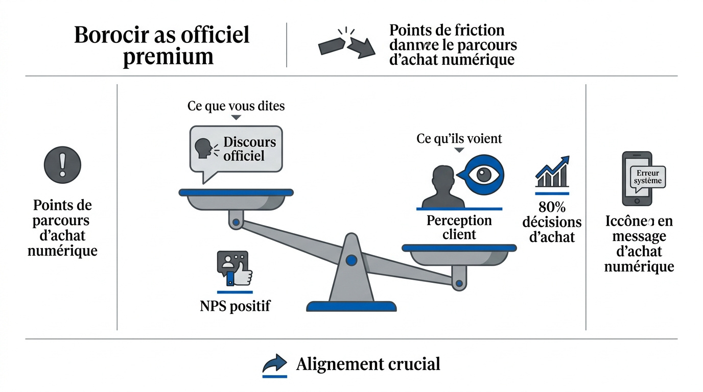 Graphique illustrant l'équilibre nécessaire entre le discours de marque et la perception des clients