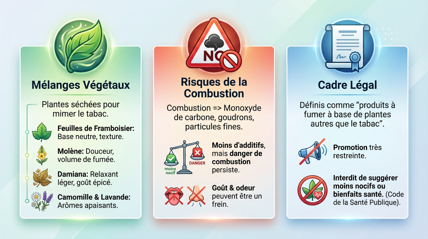 Mélanges de plantes à fumer : risques liés à la combustion et cadre légal