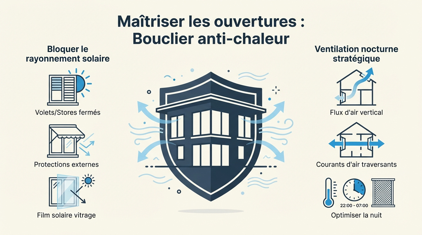 Fermeture des volets pour garder la maison fraîche en été