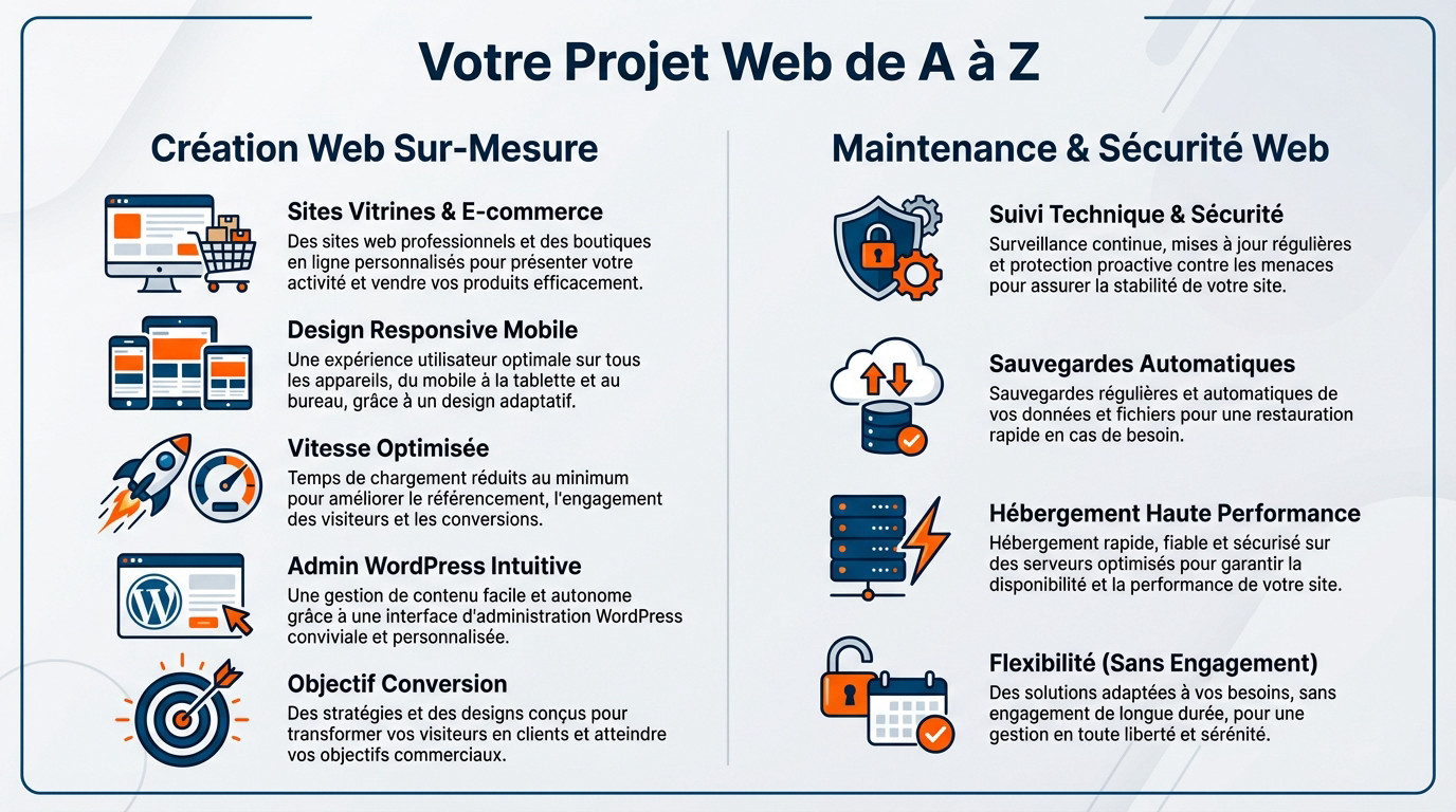 Infographie détaillant les étapes de création d'un site web performant