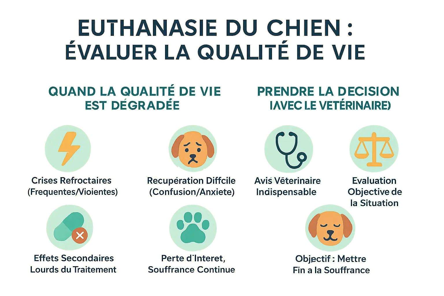 Illustration montrant l'évaluation de la qualité de vie d'un chien épileptique