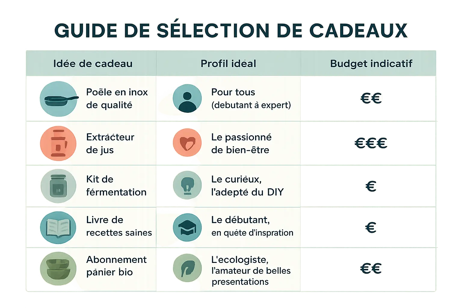 <strong>Guide de sélection de cadeaux</strong>