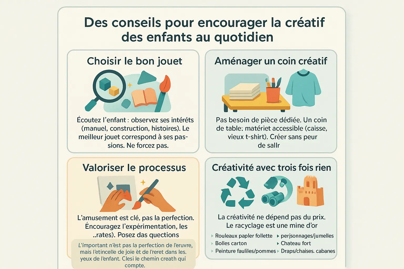 Enfant créatif en train de jouer avec des jouets faits maison