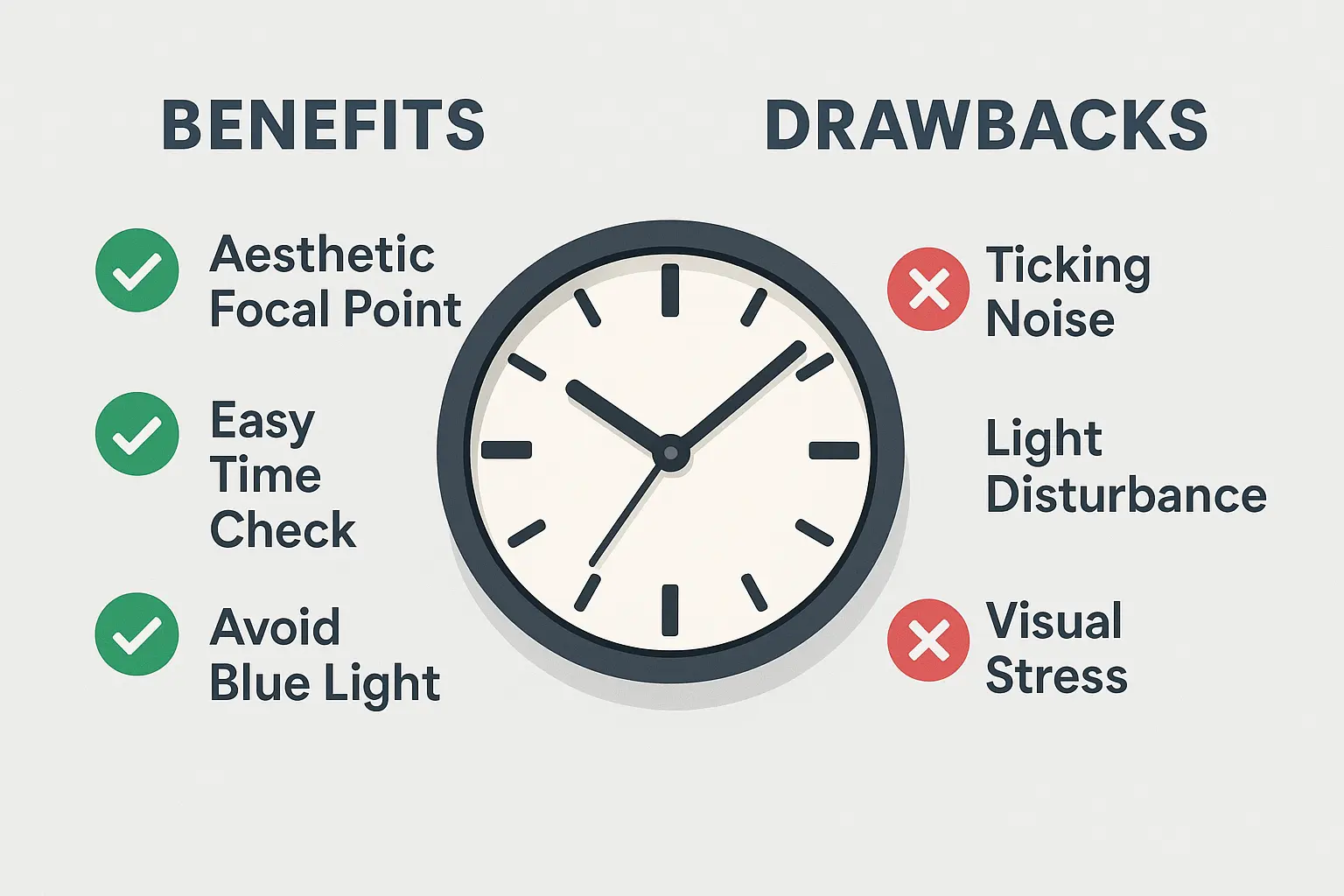 Wall clock in bedroom: benefits vs drawbacks