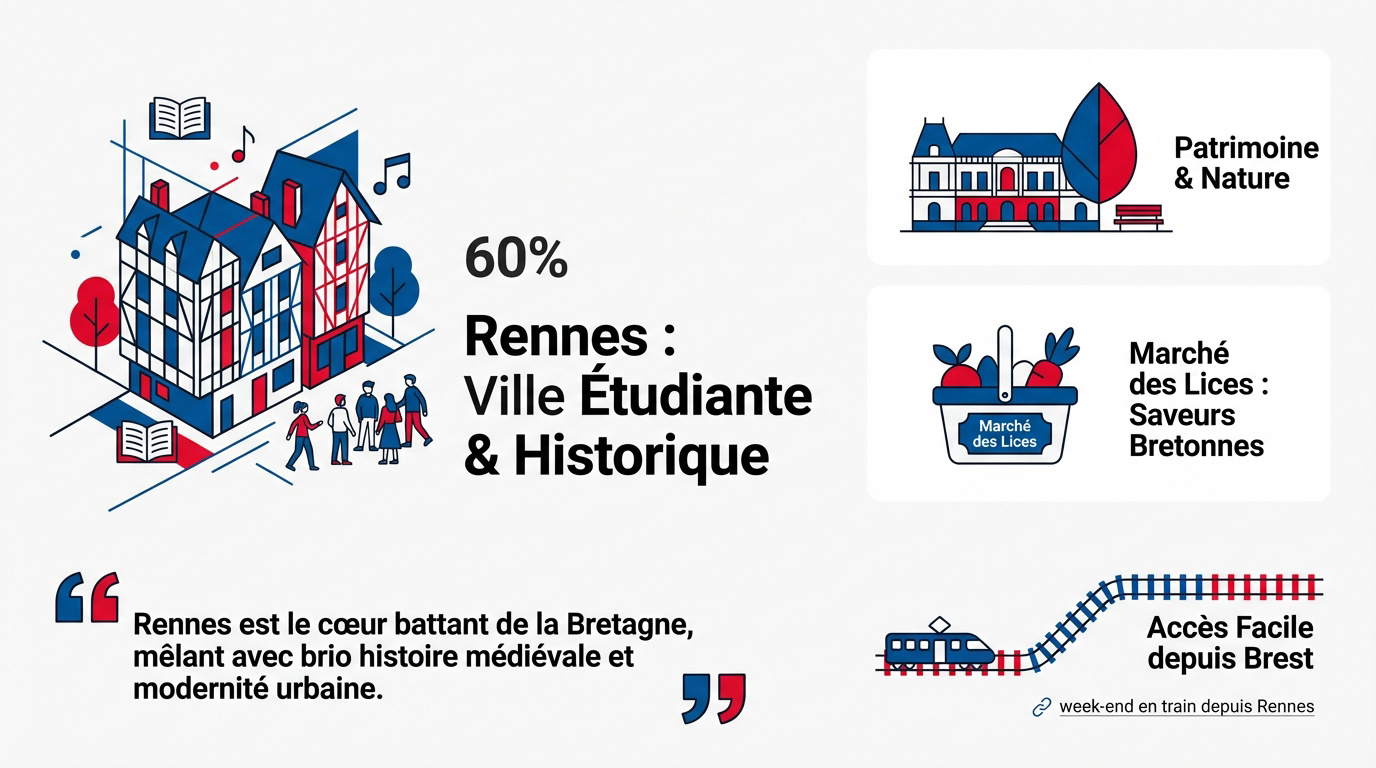 Maisons à colombages et animation urbaine dans le centre historique de Rennes