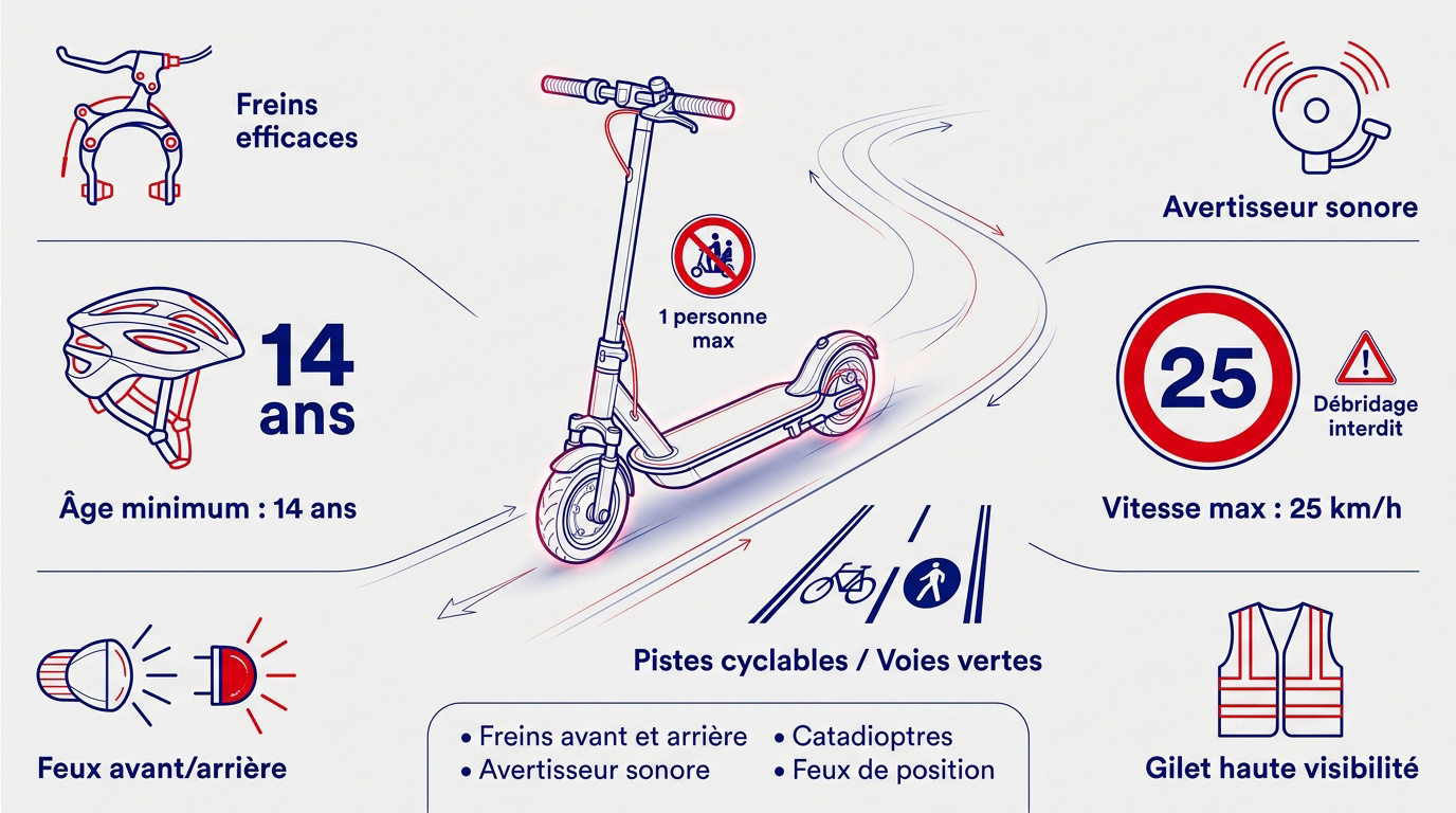 Réglementation et équipements de sécurité obligatoires pour trottinette électrique et EDPM