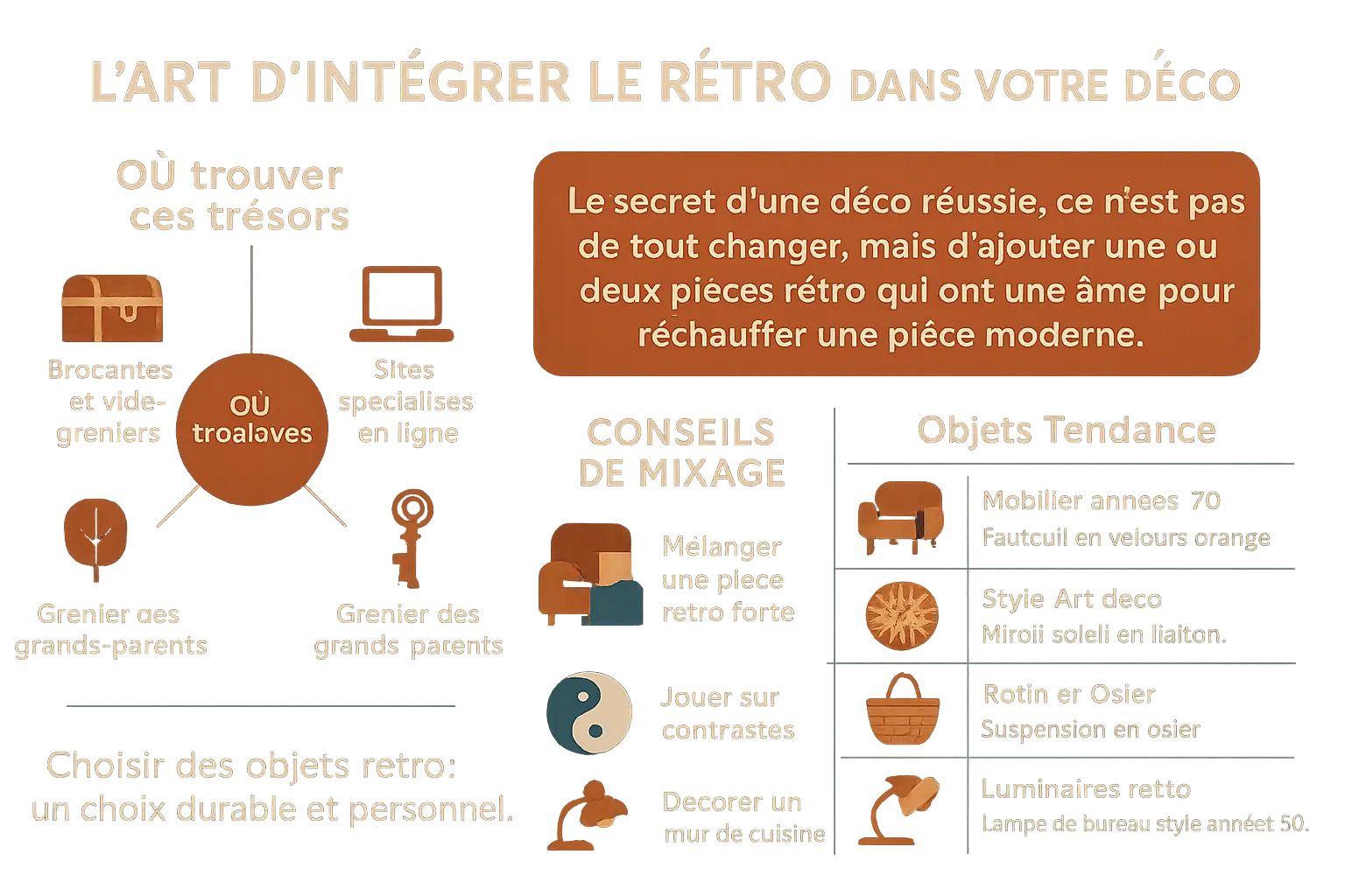 Illustration de <strong>décoration mêlant objets rétro et moderne</strong>