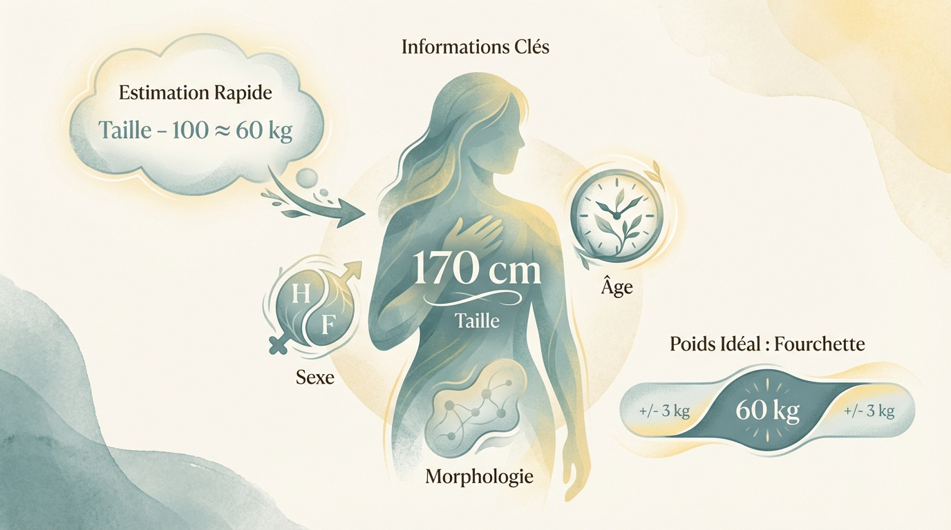 Infographie expliquant les différents critères pour estimer son poids de forme