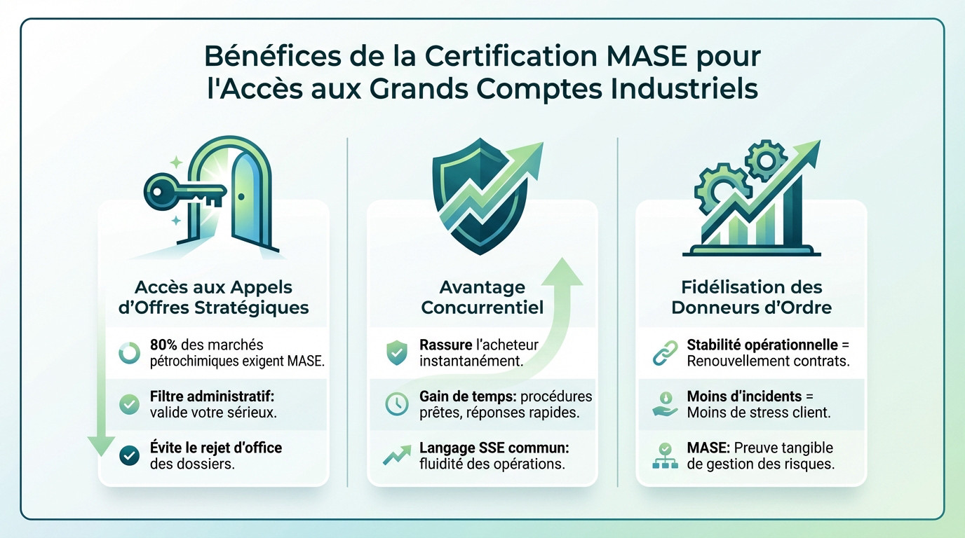 Ouvrier industriel sur site illustrant les avantages mase pour l'accès aux marchés et la sécurité