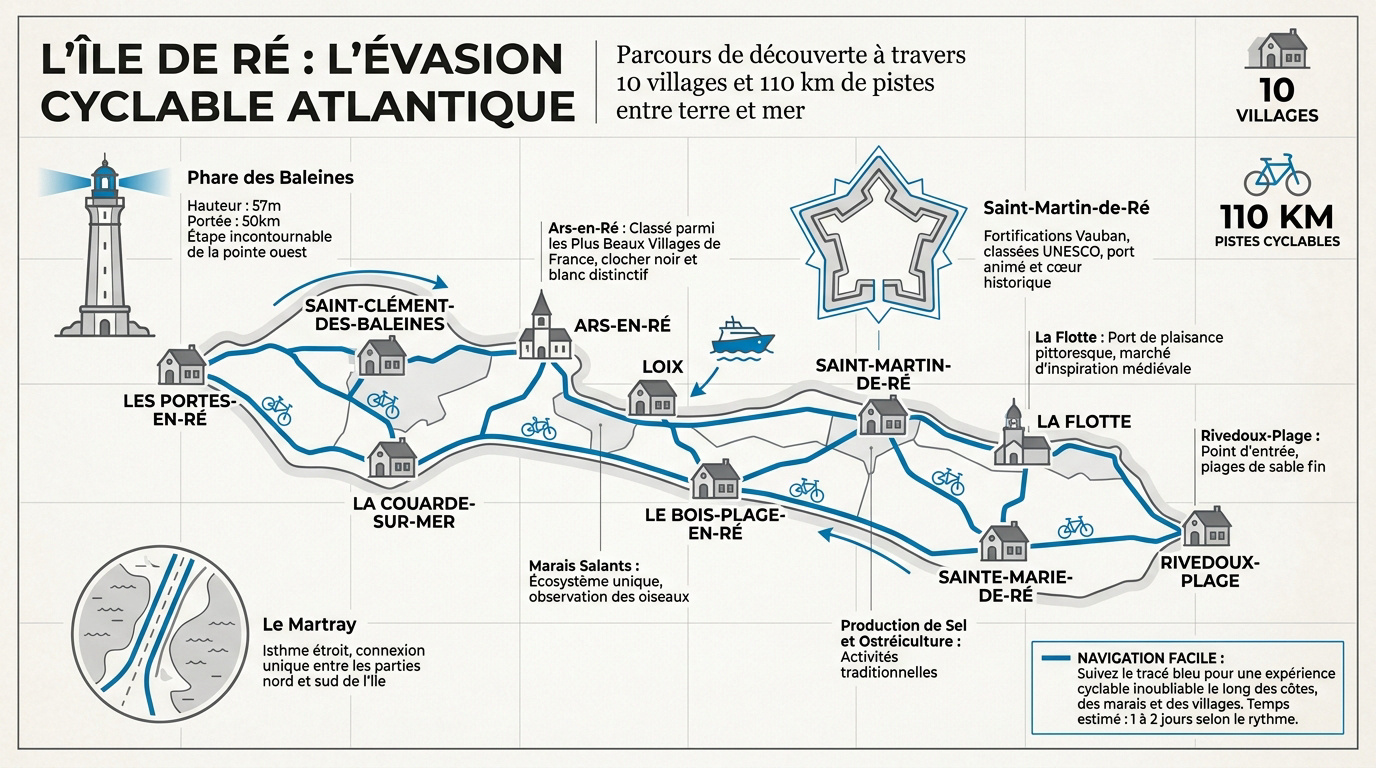Pistes cyclables dans les marais de l'île de Ré