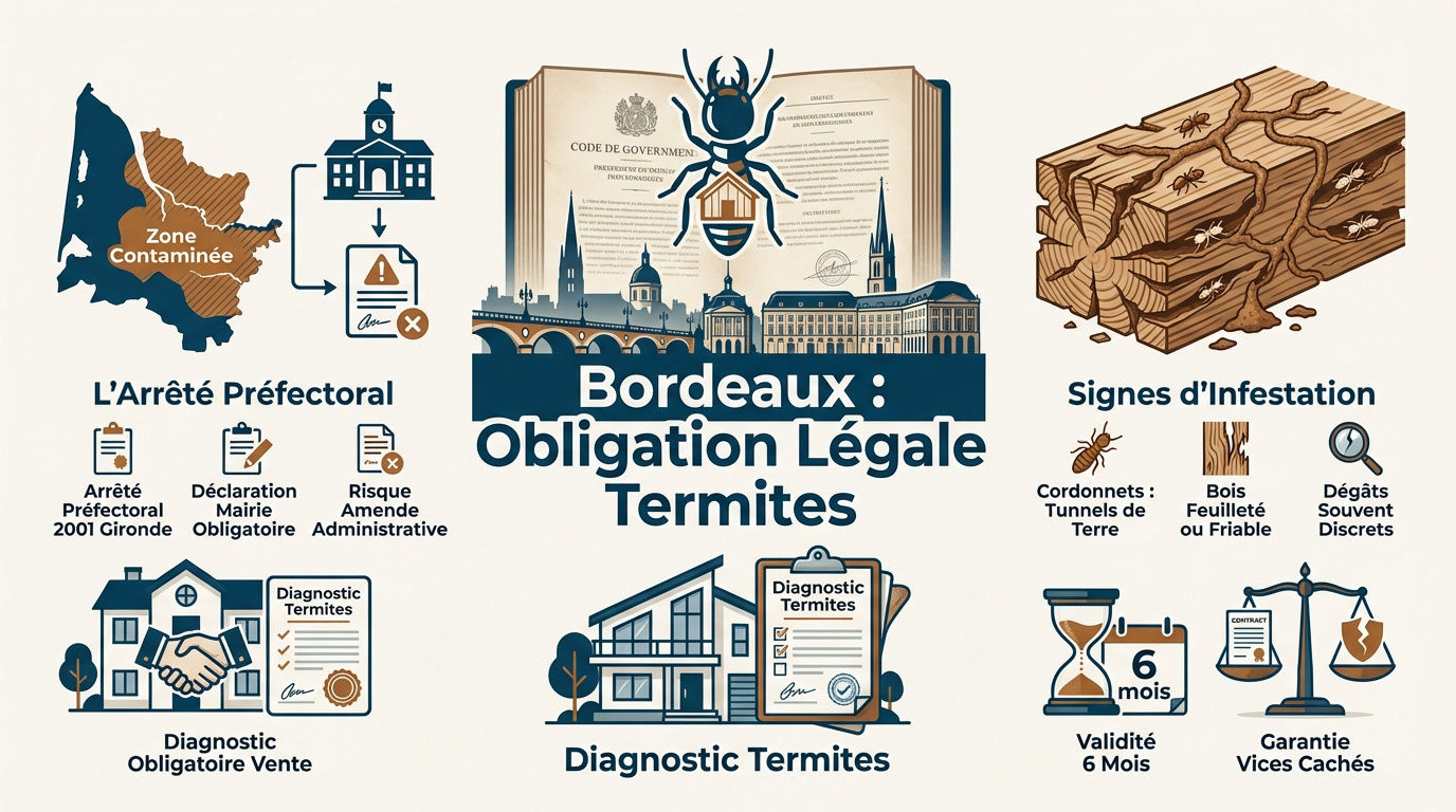 Inspection de cordonnets de termites sur un mur à Bordeaux