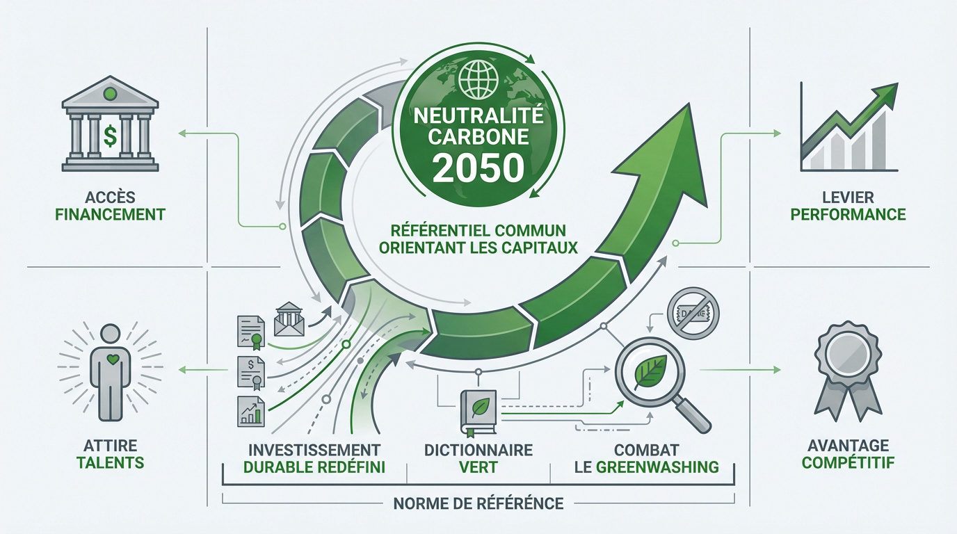 Représentation de la finance durable et de la taxonomie verte européenne