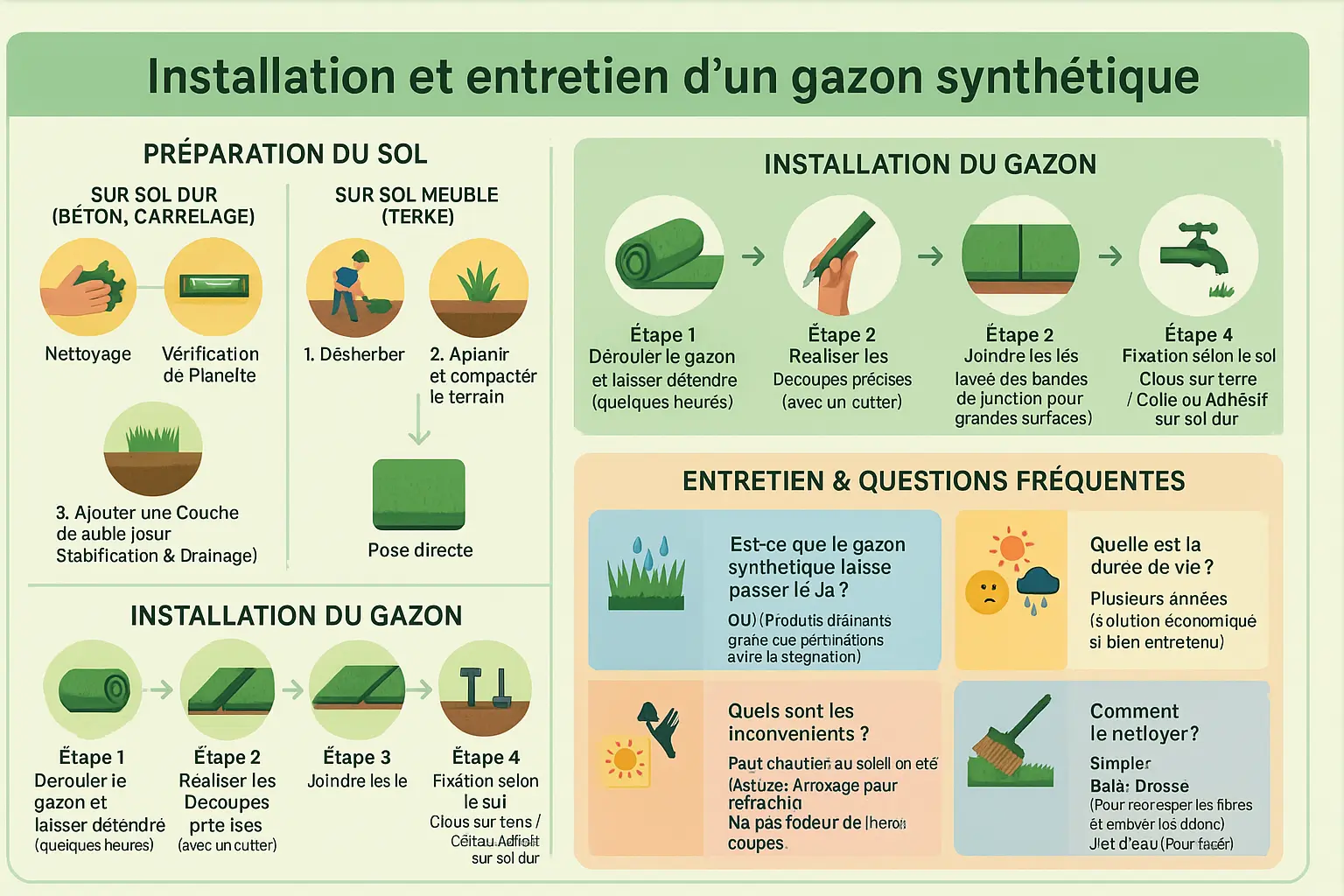 Installation de gazon synthétique Gifi sur une terrasse