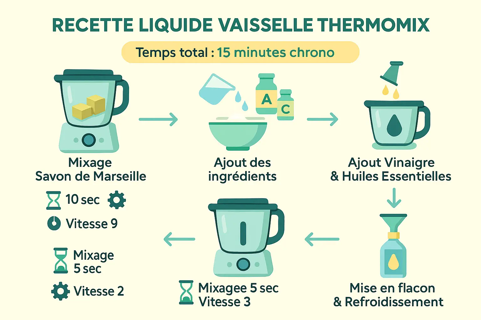 Liquide vaisselle maison dans un flacon avec des ingrédients naturels