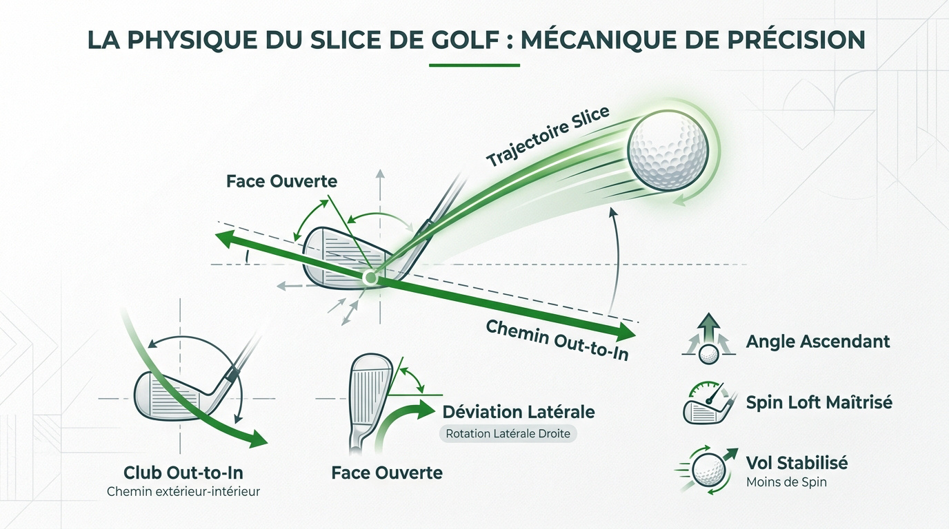 Impact au driver : chemin extérieur-intérieur et face ouverte