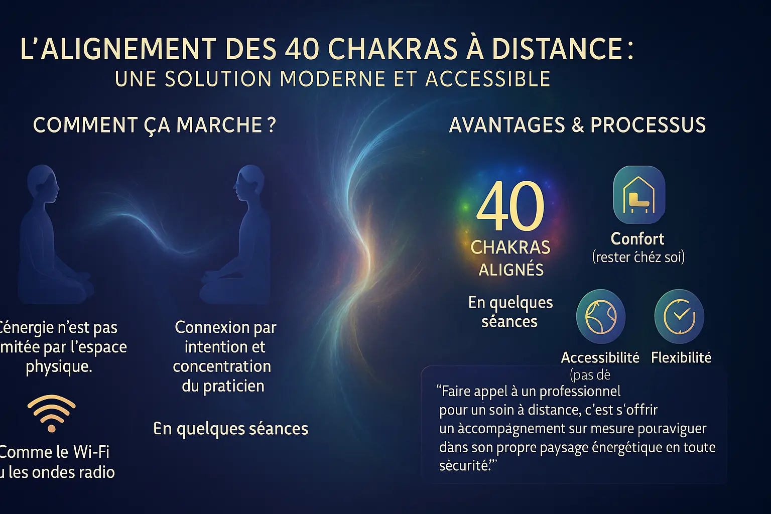 Illustration de l'alignement des chakras à distance