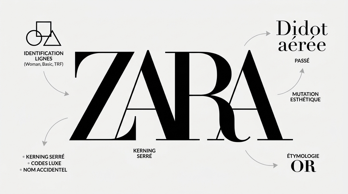 Évolution historique du logotype Zara de 1975 à la refonte de 2019 par Baron et Baron