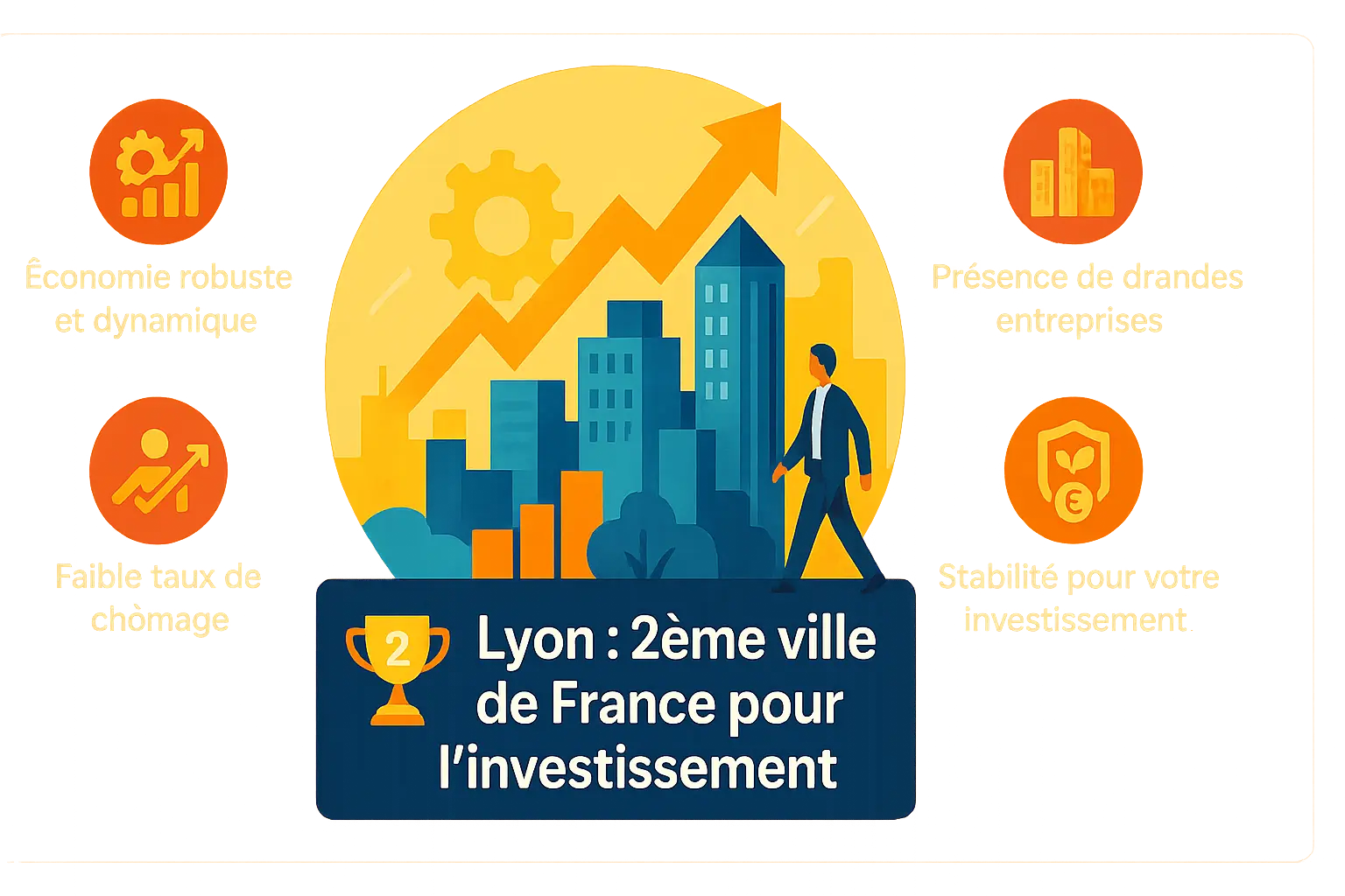 Vue sur les toits de Lyon avec le logo de la ville en filigrane