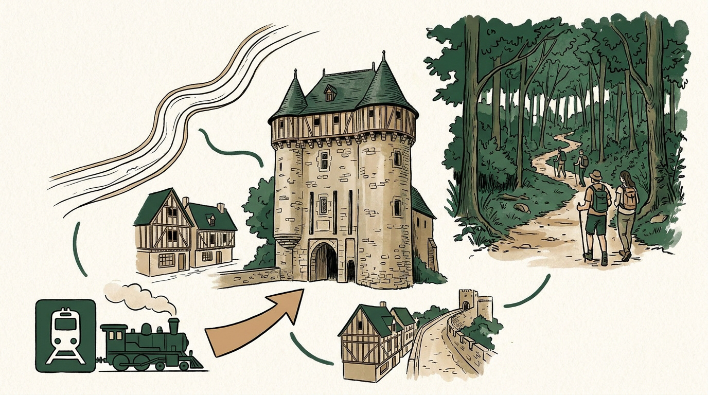 Vue sur la Tour Papegault et les paysages de Brocéliande à Montfort-sur-Meu