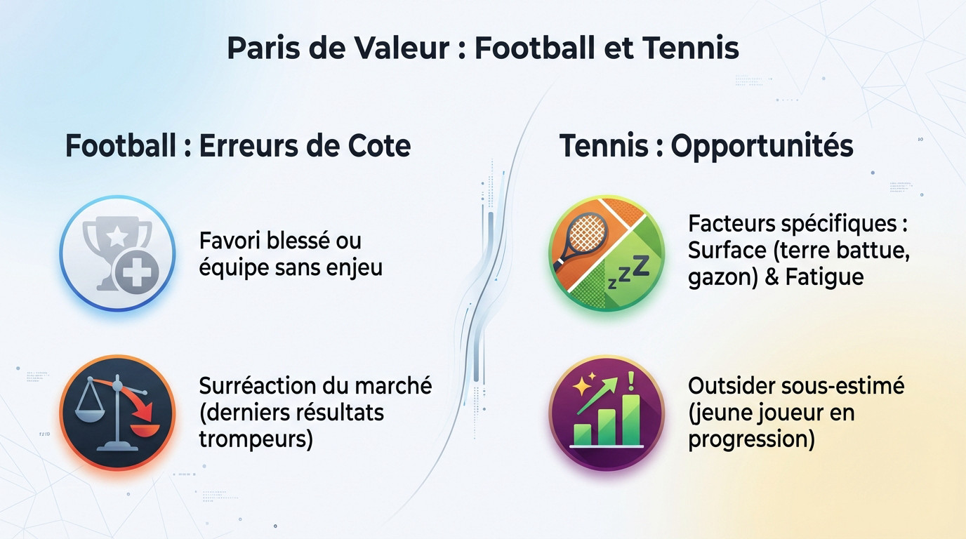 Analyse tactique d'un value bet au football et au tennis