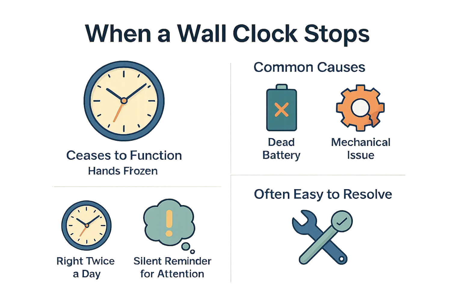 Wall clock with frozen hands