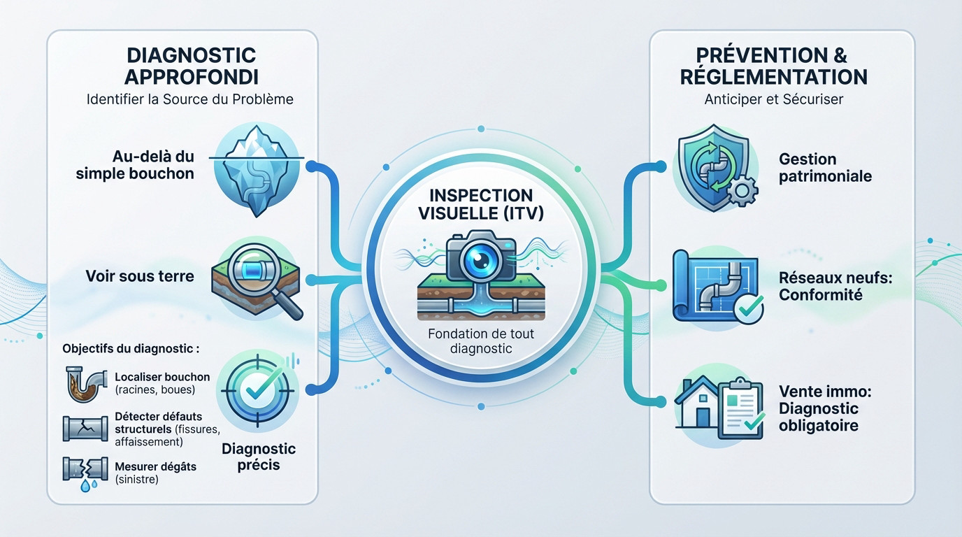 Inspection télévisée ITV pour le diagnostic précis des canalisations