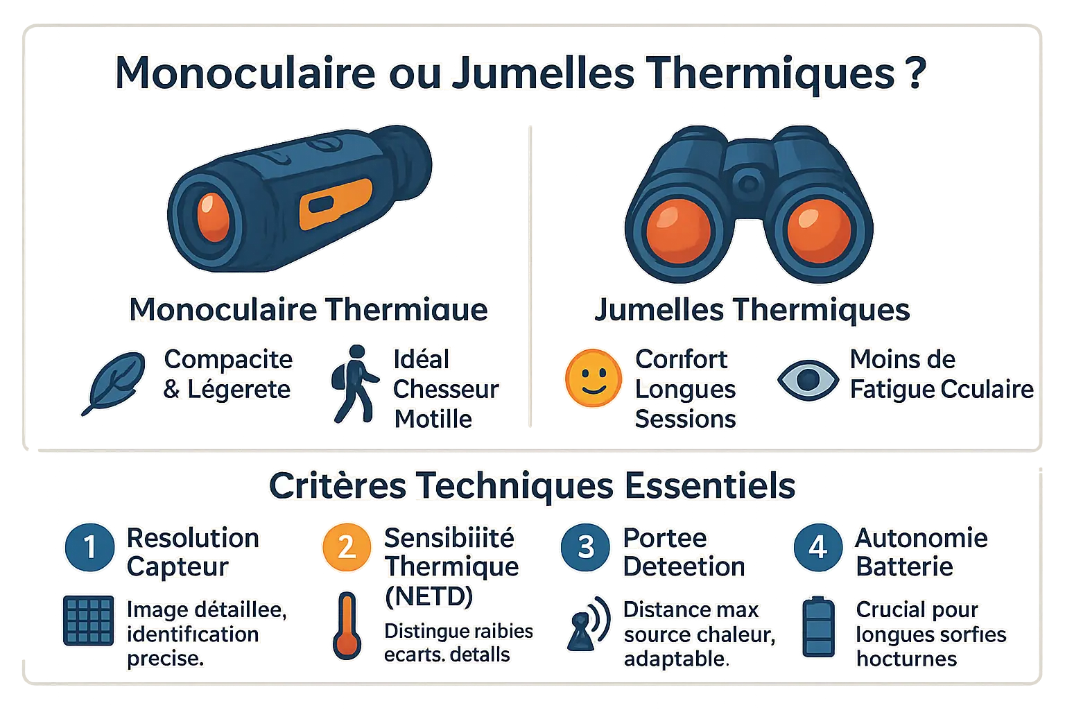 Comparaison monoculaire et jumelles thermiques