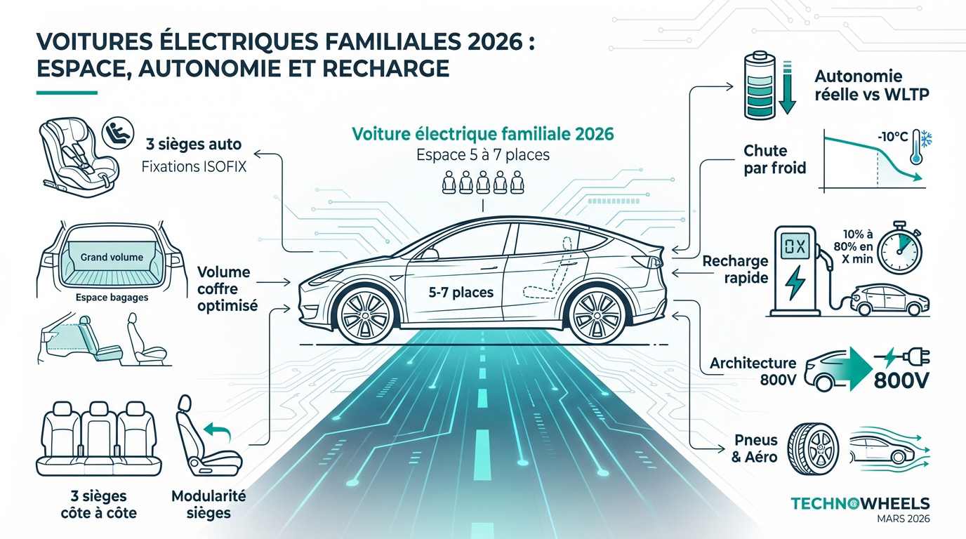 Voiture électrique familiale avec grand coffre et recharge rapide