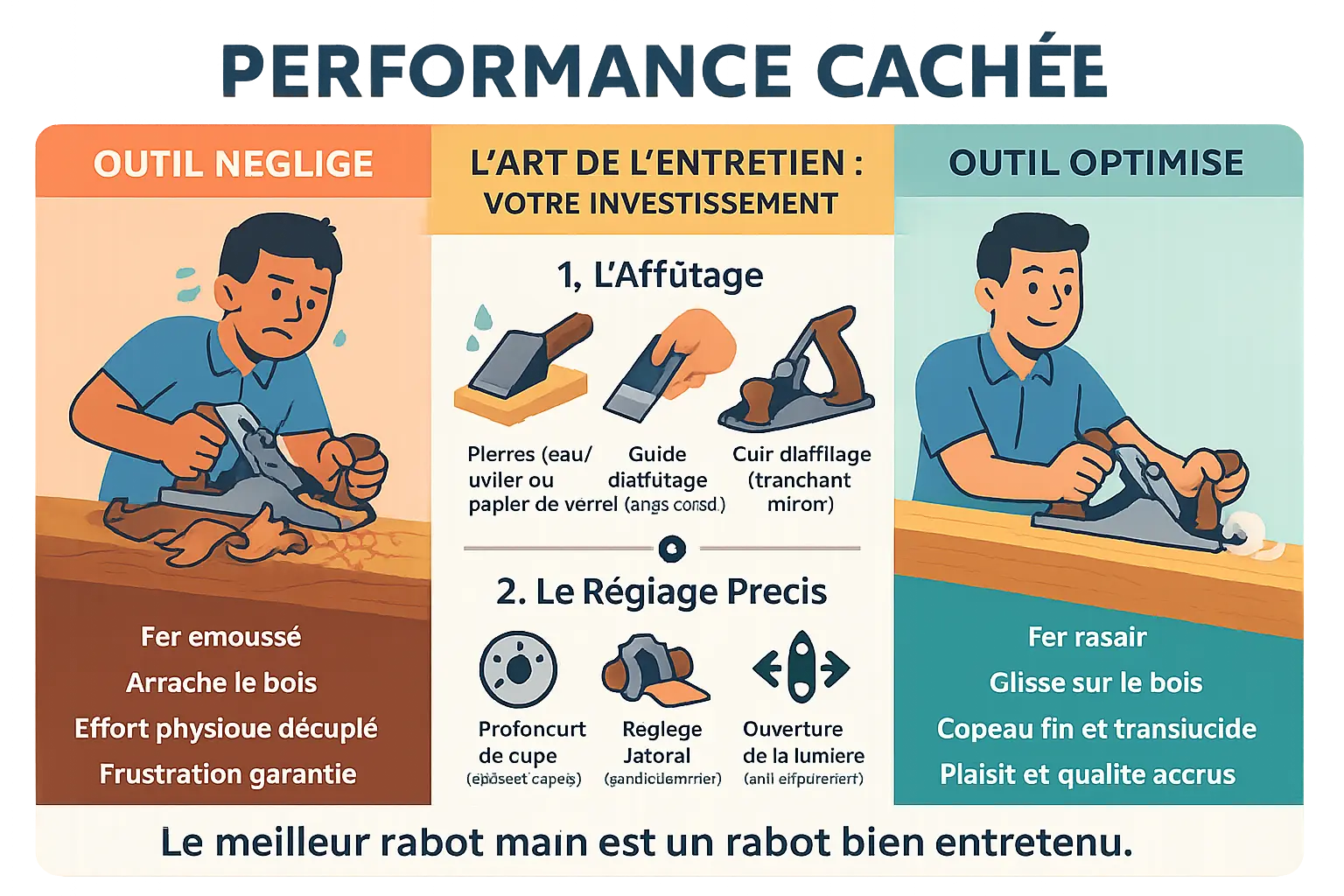 Affûtage d'un fer de rabot sur pierre à eau