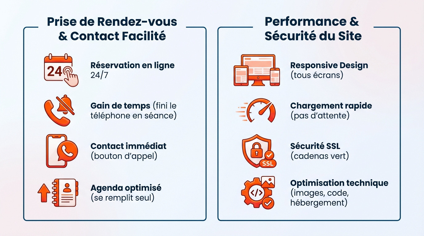 Infographie sur la performance et la prise de rendez-vous pour site ostéopathe